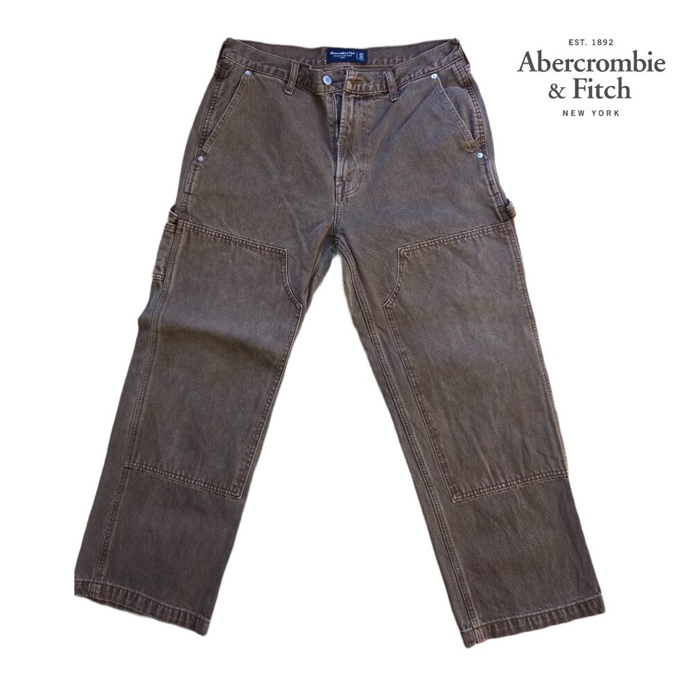Abercrombie & Fitch Men’s Baggy Workwear Painter Jeans – Dark Brown (32x30)